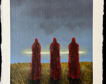 Original Surrealist Oil Painting on Paper: UNTITLED; Eternal Nows, No.4