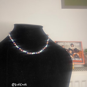 one direction made in the AM music album inspired glass beaded elastic necklace stretchy durable