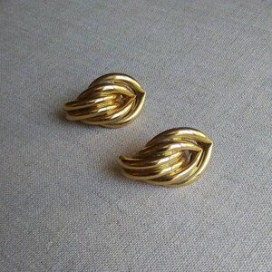 Vintage Abstract Gold Tube Earrings image 3