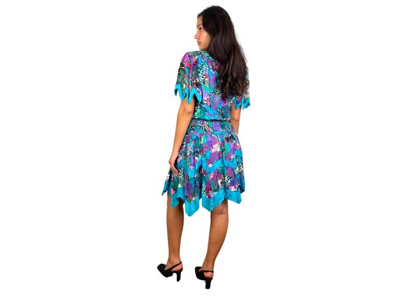 Vintage Diane Fres Turquoise Floral Dress - image 3