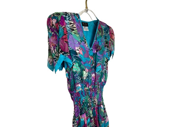 Vintage Diane Fres Turquoise Floral Dress - image 5