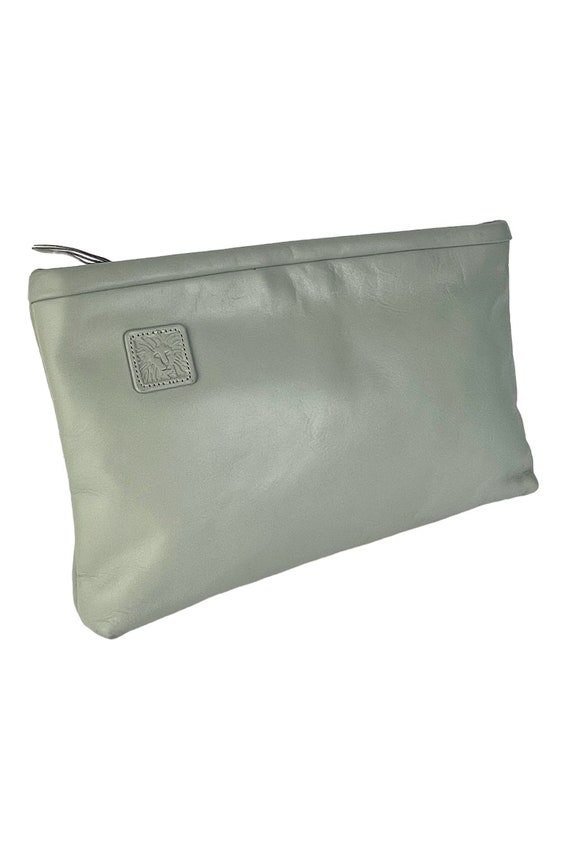 Vintage Anne Klein Gray Leather Envelope Clutch Pu