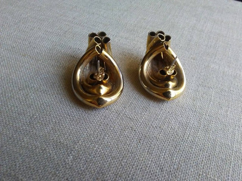 Vintage Abstract Gold Tube Earrings image 8
