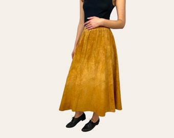 Vintage Golden Brown Suede Skirt