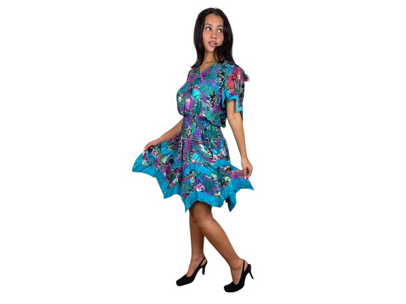 Vintage Diane Fres Turquoise Floral Dress - image 2