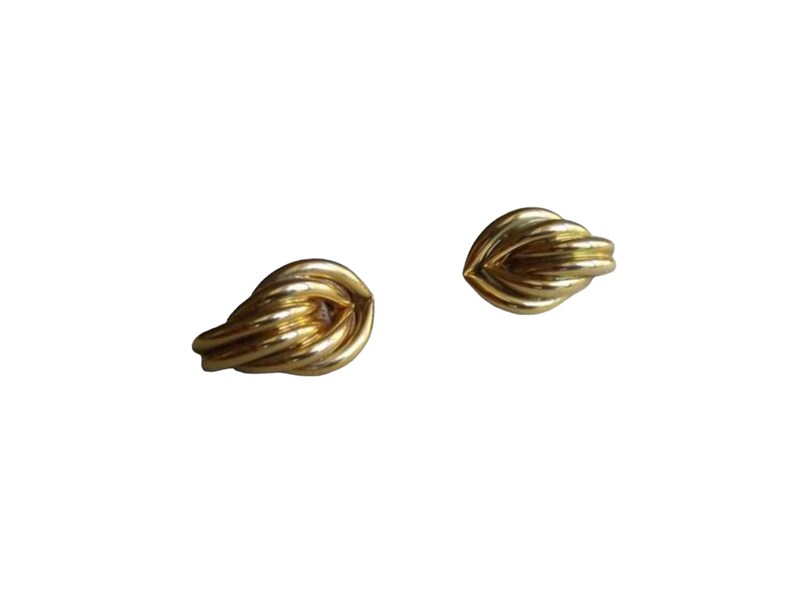 Vintage Abstract Gold Tube Earrings image 1