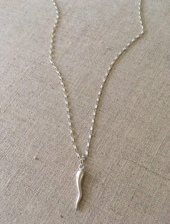 Sterling Silver Italian Horn Pendant