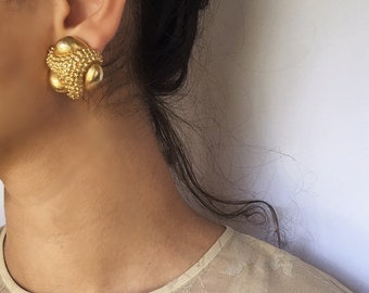 Vintage Gold Tentacle Clip-on Earrings