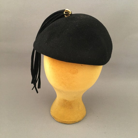 Vintage Glenover Black Wool Hat With Tassel - image 5