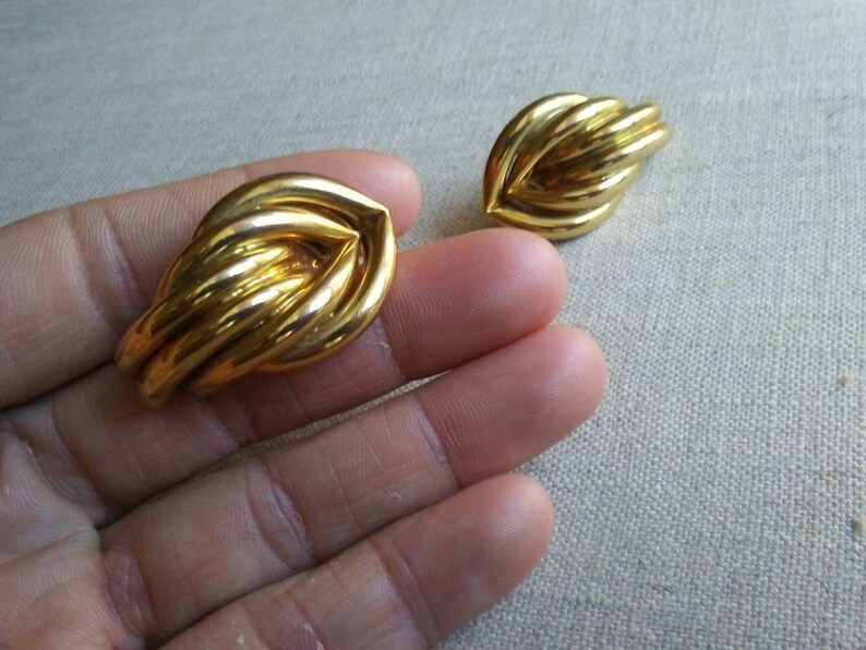 Vintage Abstract Gold Tube Earrings image 6