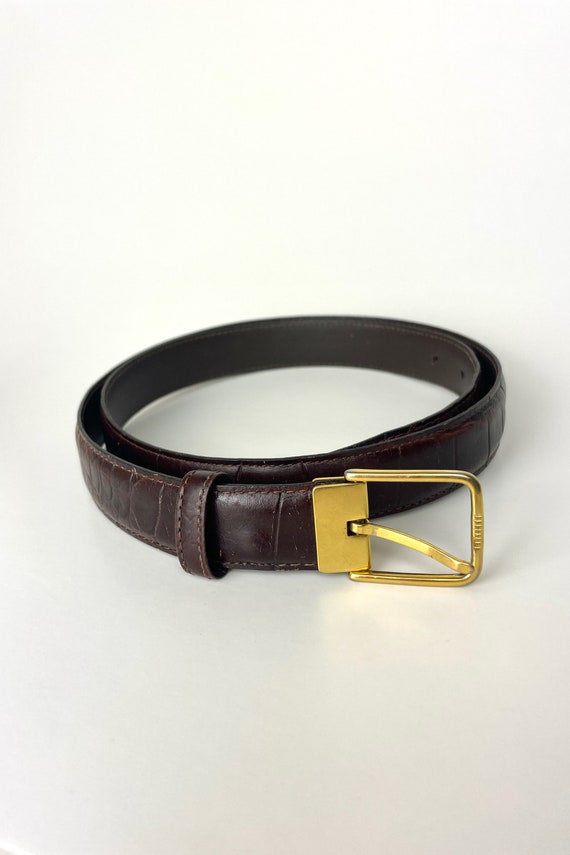 Vintage Brown Alligator Leather Belt Size 36