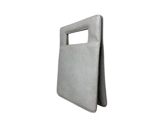 Vintage Structured Gray Leather Purse