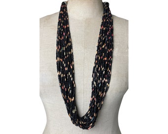 Vintage Multi-Strand Black Beaded Necklace