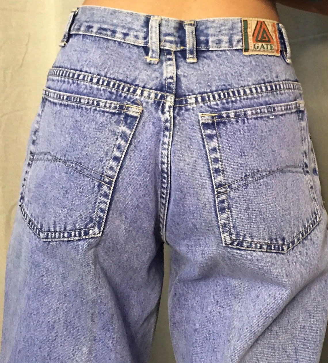 Vintage LA Gate brand nineties faded wash baggy blue jeans | Etsy