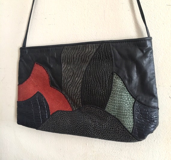 Vintage patchwork embossed leather purse