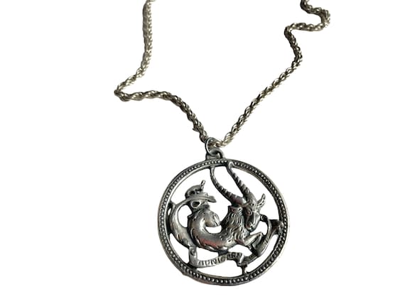 Vintage Large Goat Capricorn Zodiac Medallion Nec… - image 2