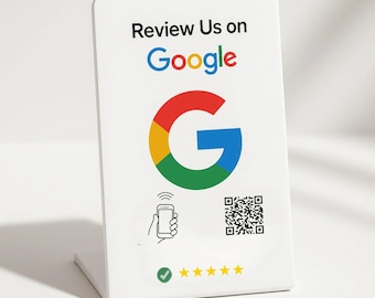 NFC Google Review Stand | Tap to Review Display | QR Code Sign (Digital Option)