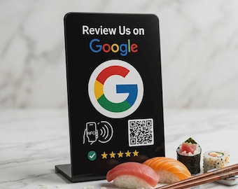 Google Review QR Code Sign | NFC Tap to Leave Review | Business Table Display