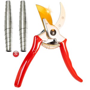 Custom Garden Shears – Heavy Duty Bypass Pruning Shears for Trees and Shrubs (Includes 2 Extra Springs)