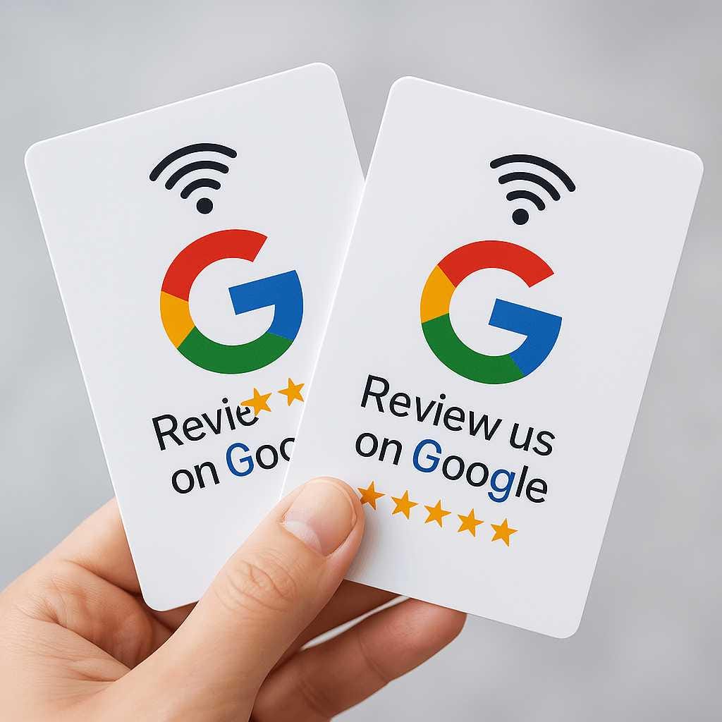 2 Pack Google Review NFC Cards, QR Code Tap to Review Signs for ...