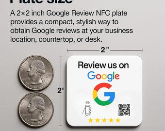 Google Review NFC Stand, Tap to Review Business Sign (2x2 Inch)