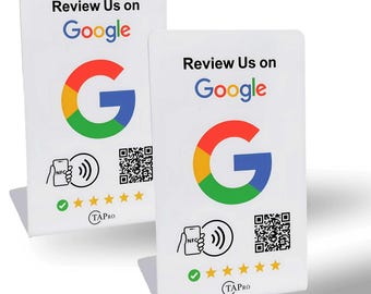 2 Pack Google Review Stand NFC Sign, QR Code Tap to Leave Reviews ...