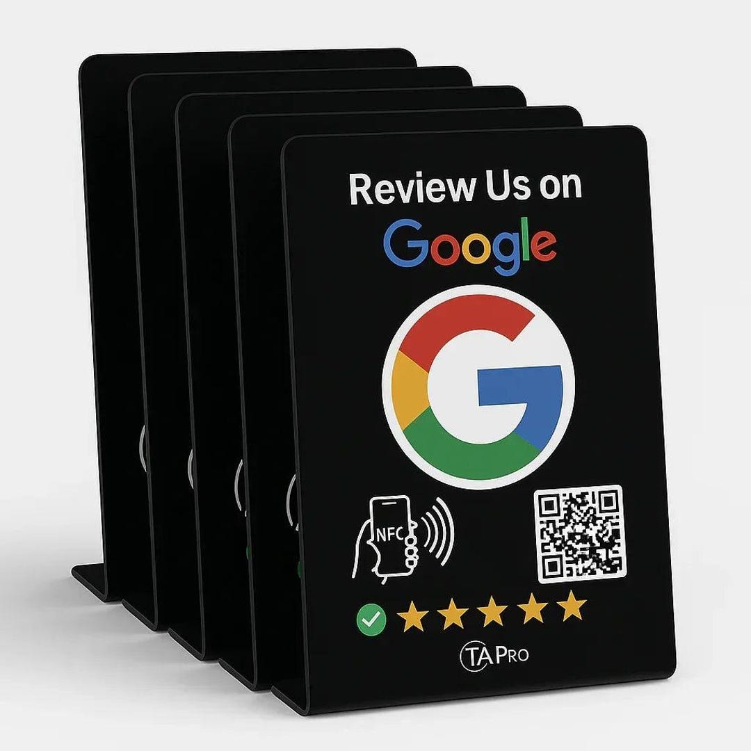 5 Pack Google Review NFC Signs for Business | QR Code Tap to Leave ...