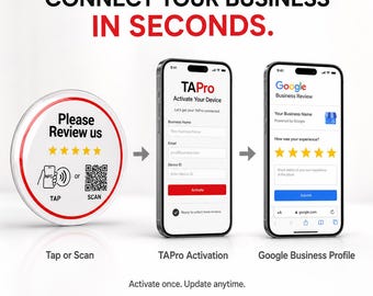 Google Review Plate, NFC Google Review Sign + QR Code, Tap to Review 3M Adhesive Sticker, 3 Inch Business Plaque