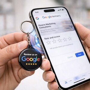 NFC Google Review Keychain, QR Code Tap to Leave Reviews, Contactless Review Tool for Small Business Marketing