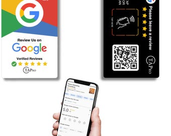 TAPro Google Review Cards – NFC + QR Tap to Leave Reviews (2 Pack)