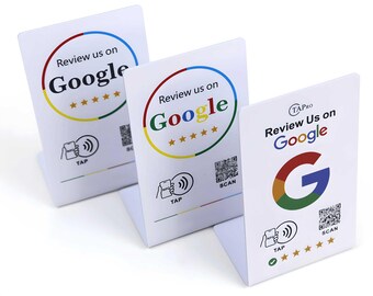 3-Pack Google Review Stands, NFC Tap and QR Code Display, Business Marketing Tool