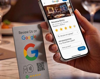 Google Review Stand for Restaurants & Cafes | NFC QR Code Tap to Review Display | Business Counter Sign