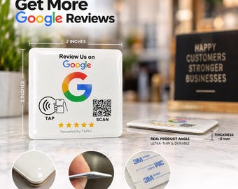 Google Review Counter Display 2x2 | NFC Tap + QR Code Review Sign