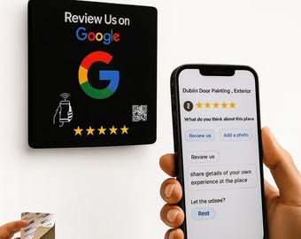 Custom Google Review NFC Sign | Tap to Leave Reviews (4x4 Inch)