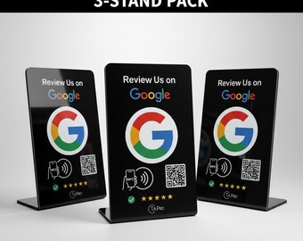 Google Review Stand 3 Pack, NFC Tap QR Code Business Display