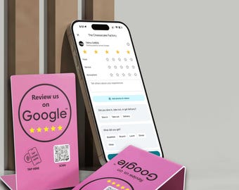 2 Pink Google Review Stand 2 Pack, NFC QR Code Tap to Review Display for Business Counter-TAPro
