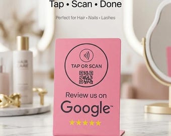 Google Review NFC Sign for Hair Stylists & Nail Techs | QR Code Tap to Review Beauty Business Display