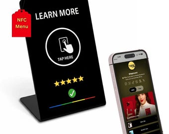 NFC Programmable Stand – Tap to URL, Social Media, Reviews