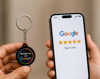 NFC Google Review Keychain | Tap to Leave Reviews | Contactless Business Tool