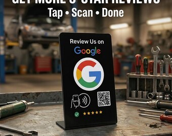 Google Review Stand for Auto Repair Shop | NFC QR Code Sign (Digital Option)