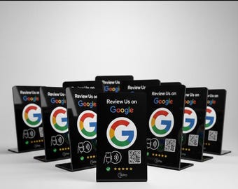 10 Pack Google Review Stands | NFC QR Tap to Review Signs | Business Rating Booster