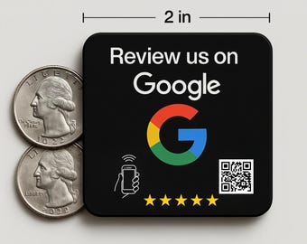 Google Review Sticker Plate | NFC & QR Code Business Sign (2x2 Inch)