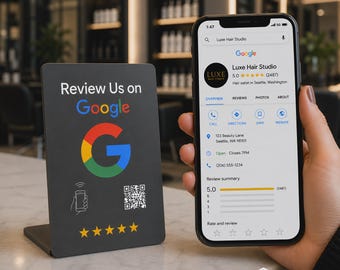 Google Review Stand | NFC Google Review Stand | Tap to Review Sign | QR Code Google Review Display | Business Review Stand Restaurant Salon
