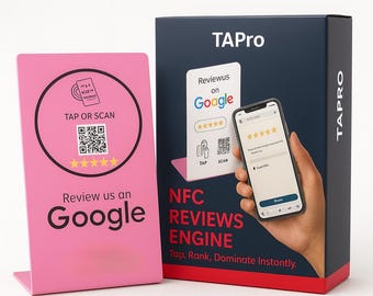 NFC Google Review Stand, Tap to Review Sign, QR Code Display, Business Marketing Tool