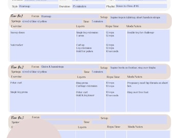 Pilates Class Planner Template | Pilates instructor | Reformer Pilates | Templates | Planners | Fillable | PDF