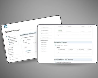 Content Planner, Dashboard Aesthetic Notion Template Minimal Personal Planner, Notion Daily