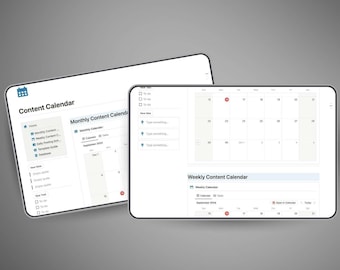 Calendario de contenido, plantilla de Notion, planificador de Notion, planificador de vida de Notion, planificador estético de Notion, temas claros y oscuros