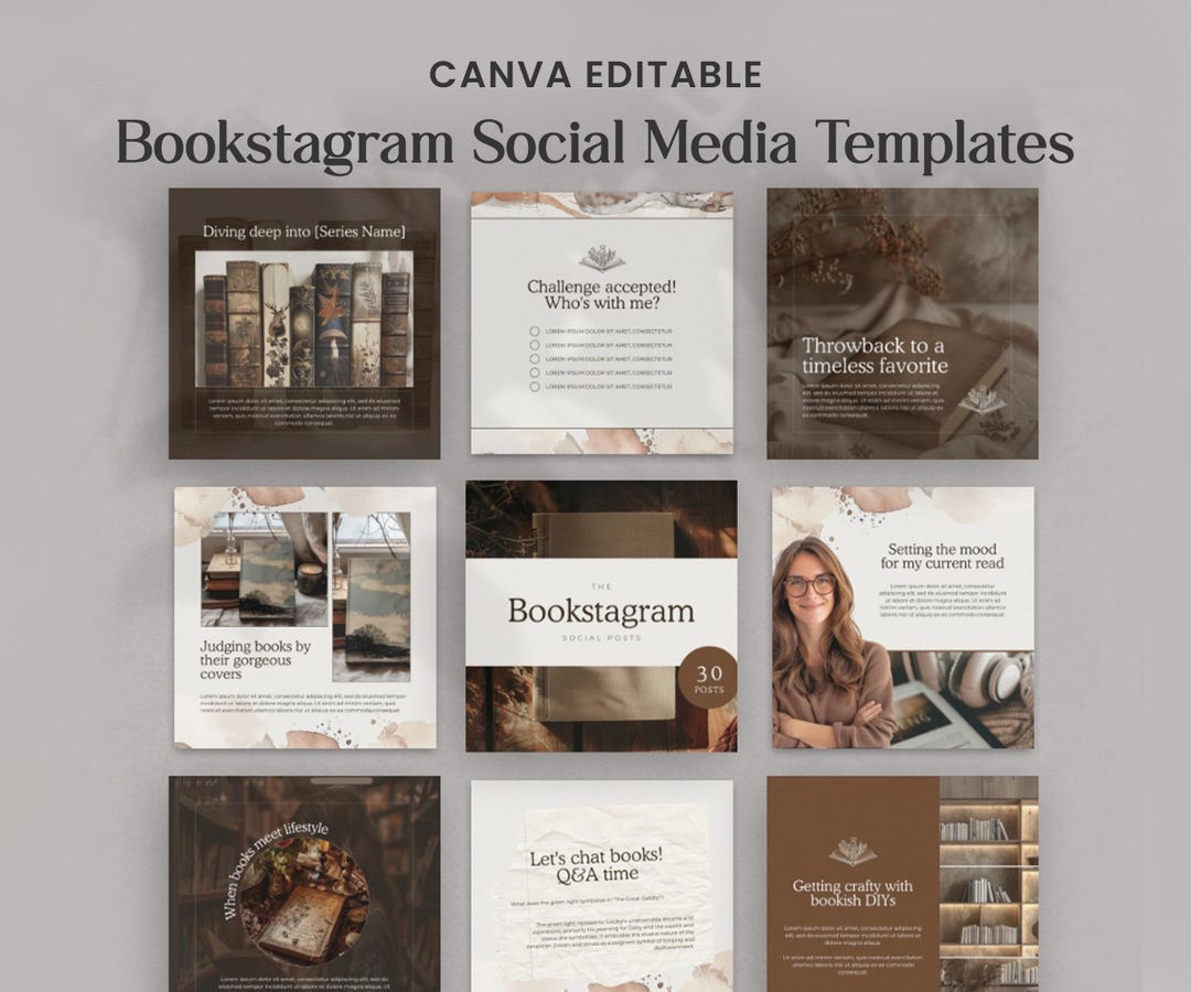 Canva Editable Bookstagram Posts Social Media Post Templates, Social ...