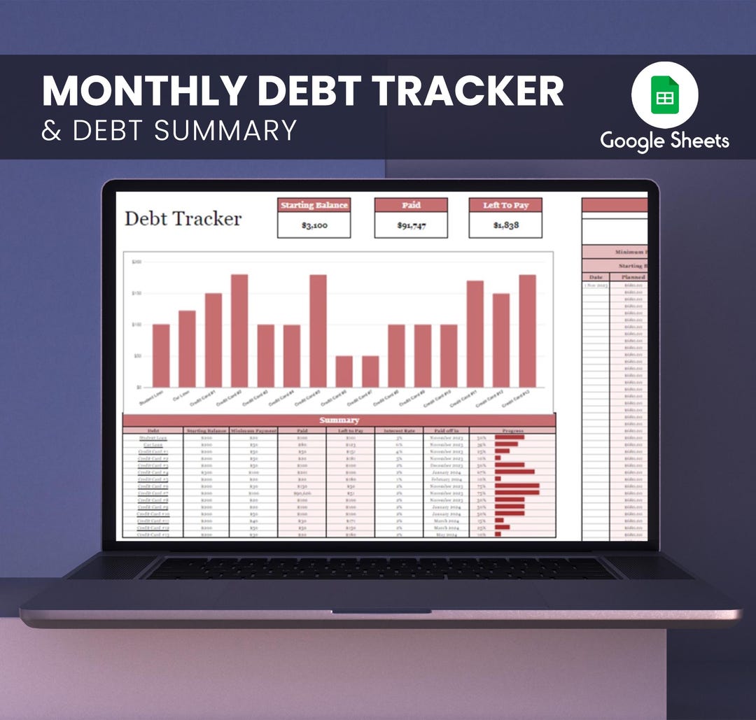 Debt Tracker, Monthly Budget Spreadsheet Paycheck Budget Template ...