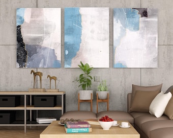 Abstract Grey & Blue Wall Art, Living Room Decor, Abstract Wall Art, Farmhouse Decor, Housewarming Gift, Wall Art